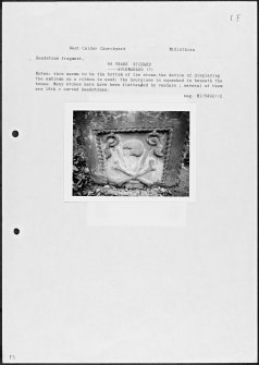 Notes and photographs relating to gravestones in West Calder Churchyard, Edinburgh, Midlothian.
