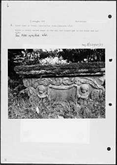 Notes and photographs relating to gravestones in Carrington Old Churchyard, Edinburgh, Midlothian.
