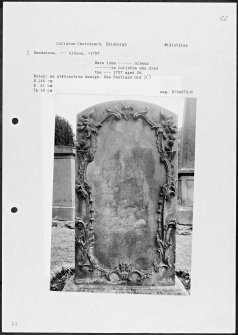 Notes and photographs relating to gravestones in Colinton Churchyard, Edinburgh, Midlothian.
