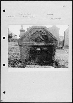 Photographs and research notes relating to graveyard monuments in Kilsyth Churchyard, Stirlingshire. 
