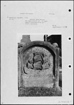 Photographs and research notes relating to graveyard monuments in Larbert Churchyard, Stirlingshire. 
