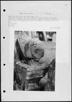 Photographs and research notes relating to graveyard monuments in Logie Old Churchyard, Stirlingshire. 
