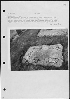 Photographs and research notes relating to graveyard monuments in St Ninians Churchyard, Stirlingshire. 
