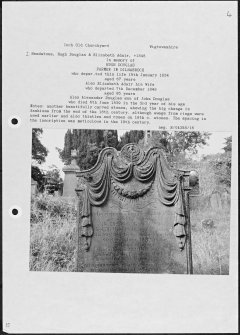 Photographs and research notes relating to graveyard monuments in Inch Old Churchyard, Wigtownshire. 
