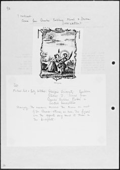 Photographs and research notes relating to graveyard monuments in Inch Old Churchyard, Wigtownshire. 
