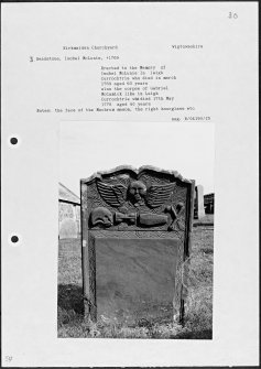 Photographs and research notes relating to graveyard monuments in Kirkmaiden Churchyard, Wigtownshire. 
