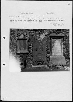 Photographs and research notes relating to graveyard monuments in Peebles Churchyard, Peeblesshire. 
