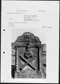 Photographs and research notes relating to graveyard monuments in Peebles Churchyard, Peeblesshire. 
