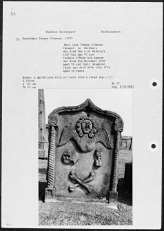 Photographs and research notes relating to graveyard monuments in Peebles Churchyard, Peeblesshire. 
