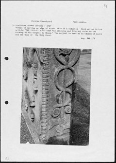 Photographs and research notes relating to graveyard monuments in Peebles Churchyard, Peeblesshire. 
