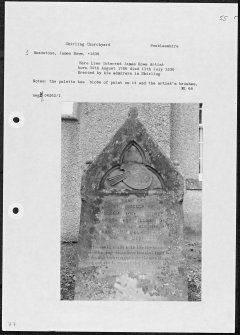 Photographs and research notes relating to graveyard monuments in Skirling Churchyard, Peeblesshire. 
