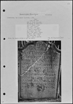 Photographs and research notes relating to graveyard monuments in Carmunnock Churchyard, Lanarkshire. 
