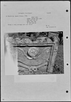 Photographs and research notes relating to graveyard monuments in Covington Churchyard, Lanarkshire. 
