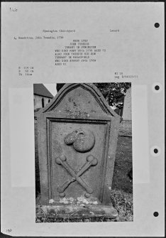 Photographs and research notes relating to graveyard monuments in Symington Churchyard, Lanarkshire. 
