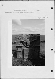 Photographs and research notes relating to graveyard monuments in Kilchousland Churchyard, Argyllshire and Bute. 
