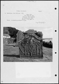 Photographs and research notes relating to graveyard monuments in Kilmun Churchyard, Argyllshire and Bute. 
