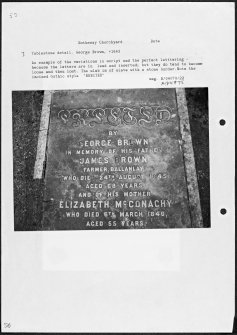 Photographs and research notes relating to graveyard monuments in Rothesay Churchyard, Argyllshire and Bute. 
