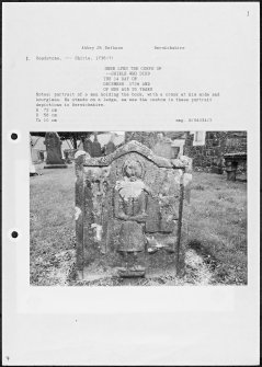 Photographs and research notes relating to graveyard monuments in Abbey St Bathans Churchyard, Berwickshire.
