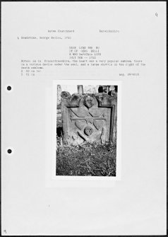 Photographs and research notes relating to graveyard monuments in Ayton Churchyard, Berwickshire
