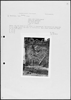 Photographs and research notes relating to graveyard monuments in Cockburnspath Churchyard, Berwickshire.