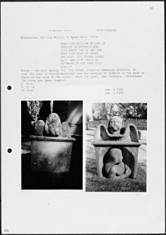 Photographs and research notes relating to graveyard monuments in Dryburgh Abbey, Berwickshire.