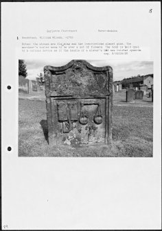 Photographs and research notes relating to graveyard monuments in Earlston Churchyard, Berwickshire.
