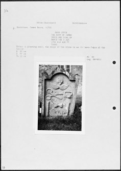 Photographs and research notes relating to graveyard monuments in Edrom Churchyard, Berwickshire.
