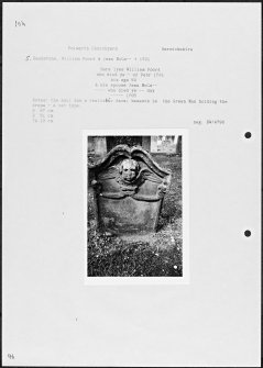 Photographs and research notes relating to graveyard monuments in Polwarth Churchyard, Berwickshire.