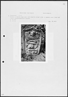 Photographs and research notes relating to graveyard monuments in Westruther Churchyard, Berwickshire.	