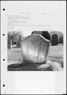 Photographs and research notes relating to graveyard monuments in Selkirk Churchyard, Selkirkshire.
