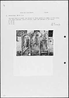 Photographs and research notes relating to graveyard monuments in Alva Old Churchyard, Clackmannanshire. 
