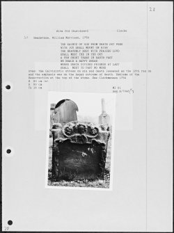 Photographs and research notes relating to graveyard monuments in Alva Old Churchyard, Clackmannanshire. 
