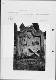 Photographs and research notes relating to graveyard monuments in Dollar Churchyard, Clackmannanshire. 
