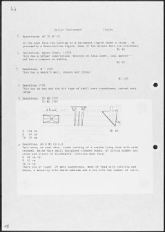 Photographs and research notes relating to graveyard monuments in Dollar Churchyard, Clackmannanshire. 
