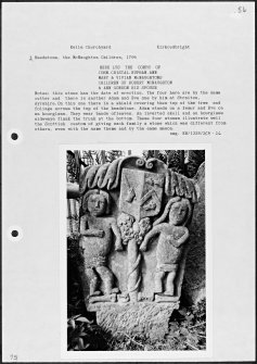 Photographs and research notes relating to graveyard monuments in Kells Churchyard, Kirkcudbrightshire. 
									