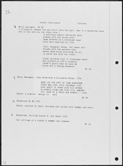 Photographs and research notes relating to graveyard monuments in Orwell Churchyard, Kinrossshire. 
