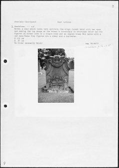 Photographs and research notes relating to graveyard monuments in Aberlady Churchyard, East Lothian. 
