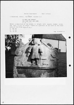 Photographs and research notes relating to graveyard monuments in Bolton Churchyard, East Lothian. 
