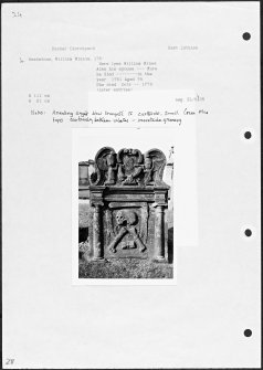 Photographs and research notes relating to graveyard monuments in Dunbar Churchyard, East Lothian. 
