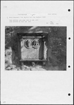 Photographs and research notes relating to graveyard monuments in Prestongrange Churchyard, East Lothian. 
