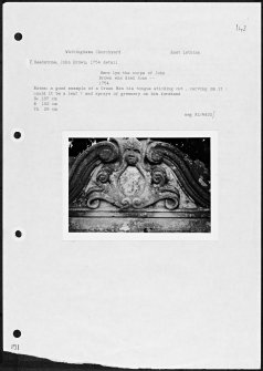 Photographs and research notes relating to graveyard monuments in Whitinghame Churchyard, East Lothian. 
