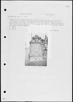 Photographs and research notes relating to graveyard monuments in Yester Churchyard, East Lothian. 
