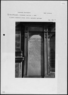 Photographs and research notes relating to graveyard monuments in Inveresk Churchyard, East Lothian. 
