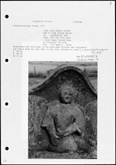 Photographs and research notes relating to graveyard monuments in Longnewton Churchyard, Roxburghshire. 
