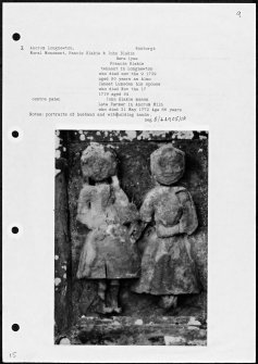 Photographs and research notes relating to graveyard monuments in Longnewton Churchyard, Roxburghshire. 
