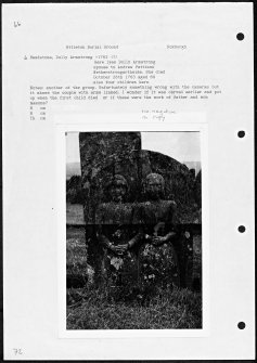 Photographs and research notes relating to graveyard monuments in Ettleton Burial Ground, Roxburghshire. 
