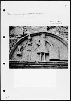 Photographs and research notes relating to graveyard monuments in Lilliesleaf Churchyard, Roxburghshire. 
