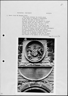 Photographs and research notes relating to graveyard monuments in Ballantrae Churchyard, Ayrshire. 
