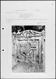 Photographs and research notes relating to graveyard monuments in Colmonell Churchyard, Ayrshire. 
