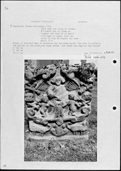 Photographs and research notes relating to graveyard monuments in Colmonell Churchyard, Ayrshire. 
